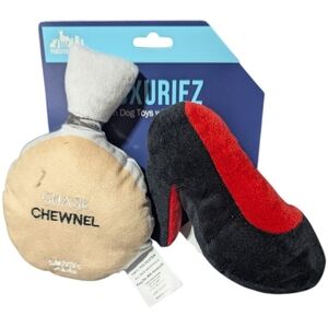 Chewnel Shoe Dog Toys Set squeaker black